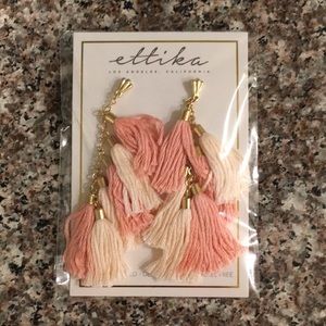 🚫Sold🚫 Ettika Gold Tone Coral Pink Tassel Earrin
